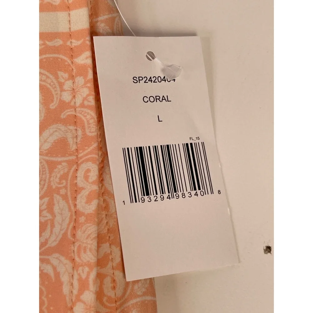 Saks Fifth Avenue Collection Mens Swim Trunks L Coral Beach Volleyball Pool Sun